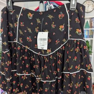 Floral Black Skirt